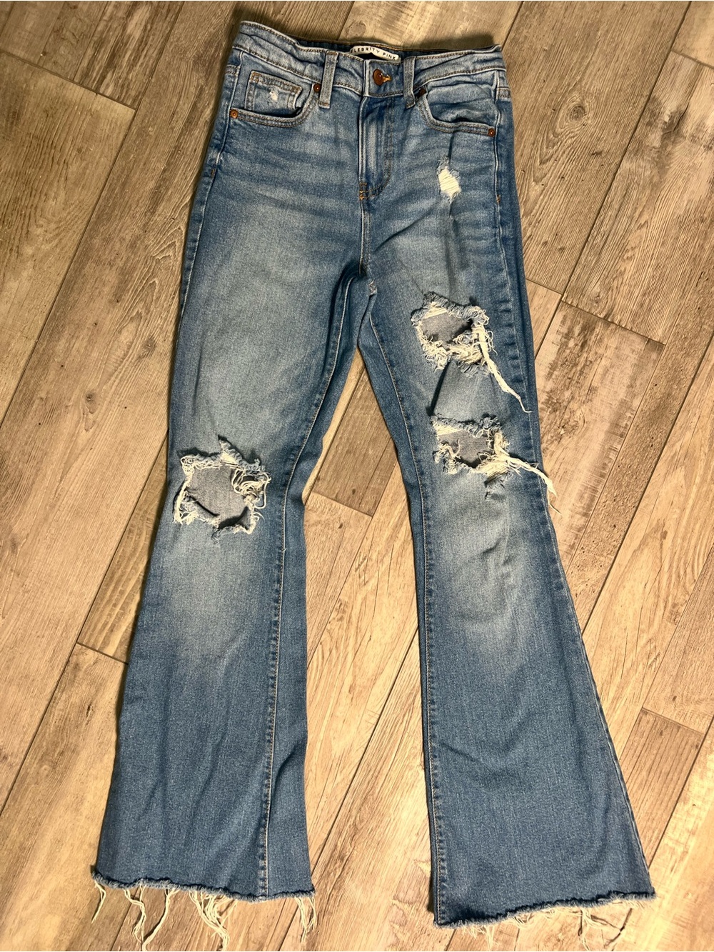 Celebrity Pink Light Blue Distressed Flare Jeans